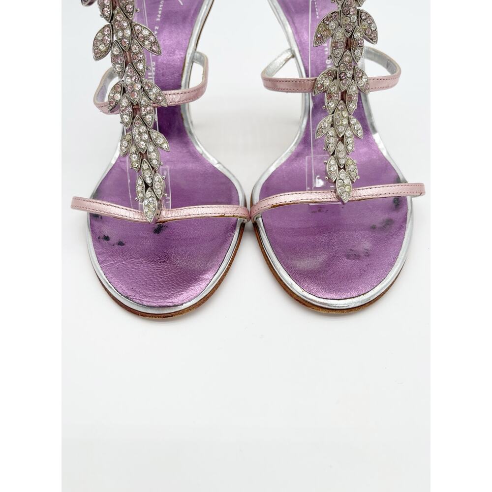 Giuseppe Zanotti Vintage Pink Metallic Crystal Embellished Strappy Sandals IT 38 - Picture 7 of 15